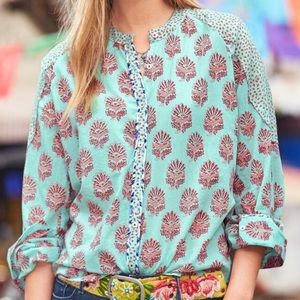 Sundance Rosalie Block Print Blouse Size L
